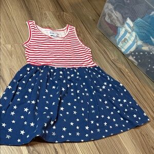 Red & Navy Star Stripe Kids Dress 4th of July